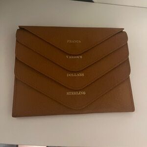 Smythson of bond street Tan Leather Envelope wallet .